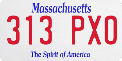 MA license plate 313PX0