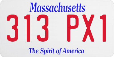 MA license plate 313PX1
