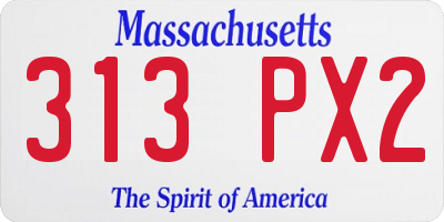 MA license plate 313PX2