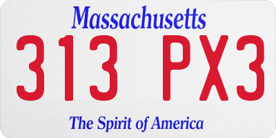 MA license plate 313PX3