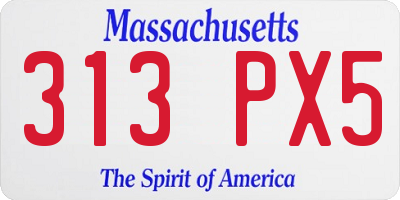MA license plate 313PX5