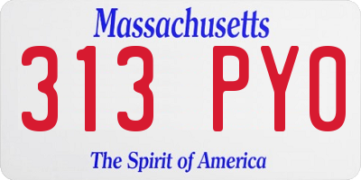 MA license plate 313PY0