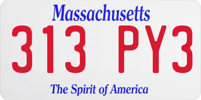 MA license plate 313PY3