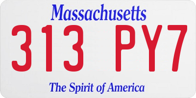 MA license plate 313PY7