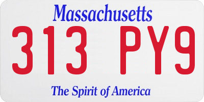 MA license plate 313PY9