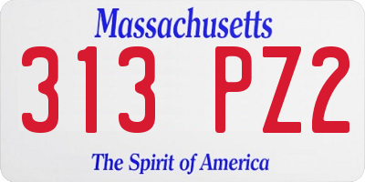 MA license plate 313PZ2