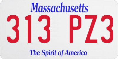 MA license plate 313PZ3
