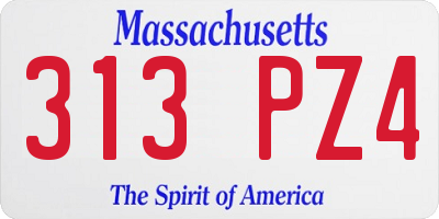 MA license plate 313PZ4