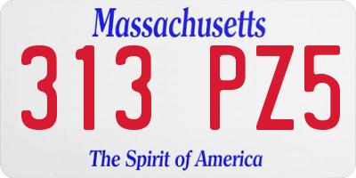 MA license plate 313PZ5