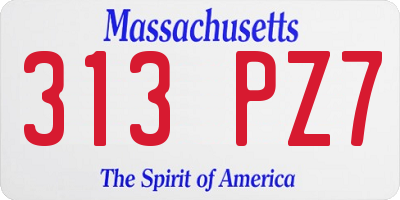 MA license plate 313PZ7