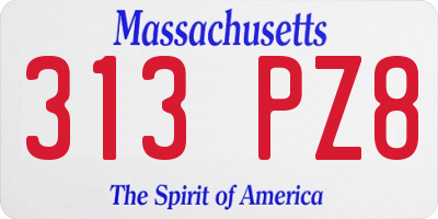 MA license plate 313PZ8
