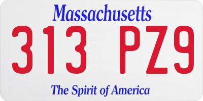 MA license plate 313PZ9