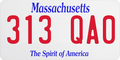 MA license plate 313QA0
