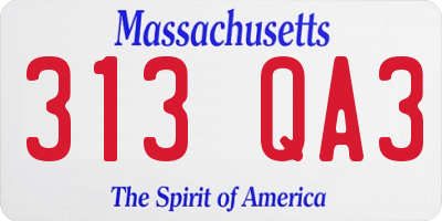 MA license plate 313QA3