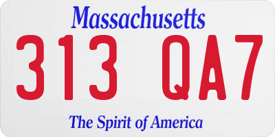 MA license plate 313QA7