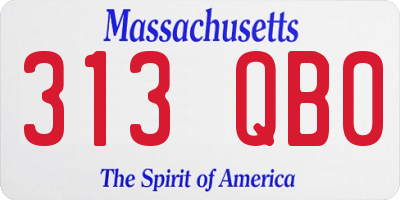 MA license plate 313QB0