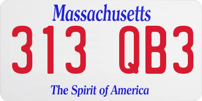 MA license plate 313QB3