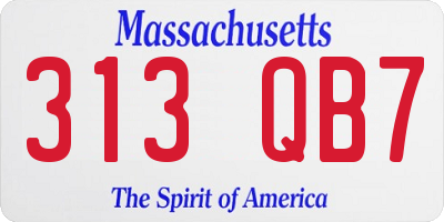 MA license plate 313QB7
