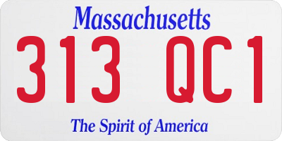 MA license plate 313QC1