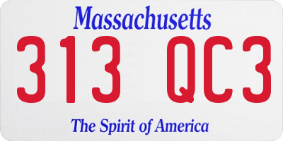 MA license plate 313QC3
