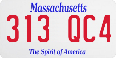 MA license plate 313QC4