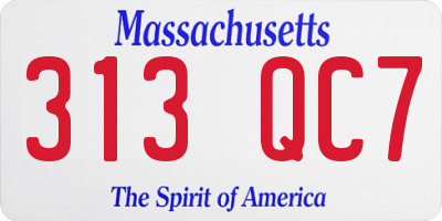 MA license plate 313QC7