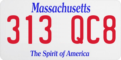 MA license plate 313QC8