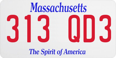 MA license plate 313QD3