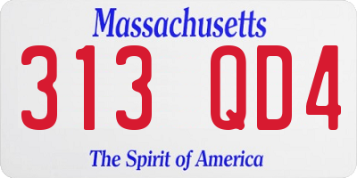 MA license plate 313QD4