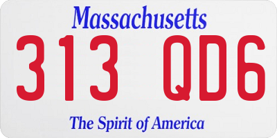 MA license plate 313QD6