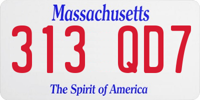 MA license plate 313QD7