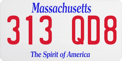 MA license plate 313QD8