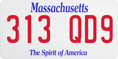MA license plate 313QD9