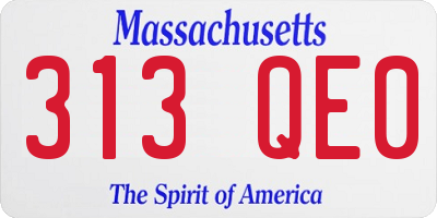 MA license plate 313QE0