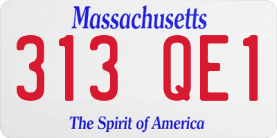 MA license plate 313QE1