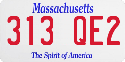 MA license plate 313QE2