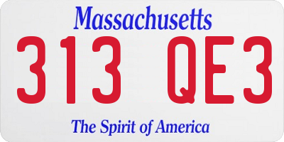 MA license plate 313QE3