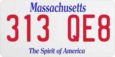 MA license plate 313QE8