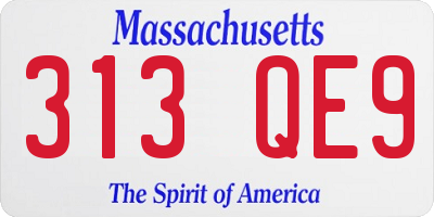 MA license plate 313QE9