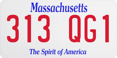 MA license plate 313QG1