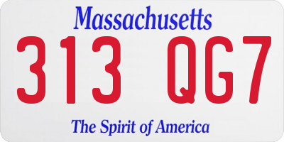 MA license plate 313QG7