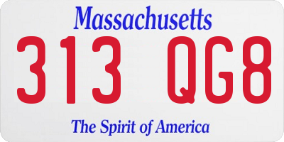 MA license plate 313QG8