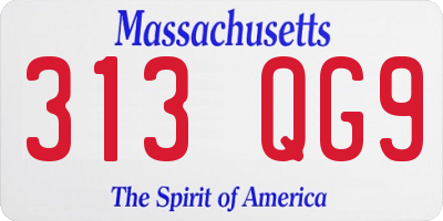 MA license plate 313QG9