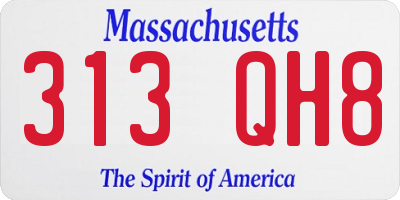 MA license plate 313QH8
