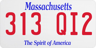 MA license plate 313QI2