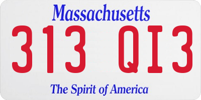 MA license plate 313QI3