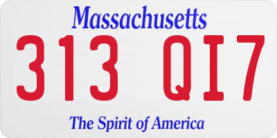 MA license plate 313QI7