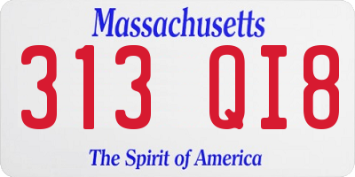 MA license plate 313QI8