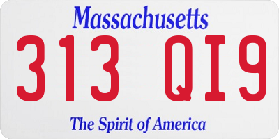 MA license plate 313QI9