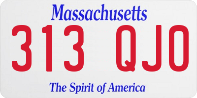 MA license plate 313QJ0